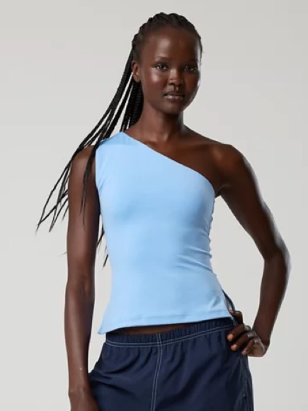 Light Blue One-Shoulder Tank Top